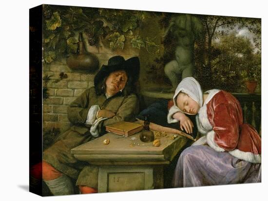 The Sleeping Couple, C.1658-60-Jan Havicksz Steen-Stretched Canvas