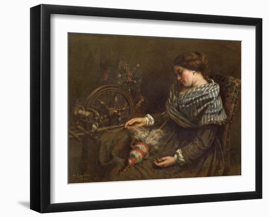 The Sleeping Embroiderer, 1853-Gustave Courbet-Framed Giclee Print