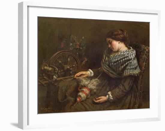 The Sleeping Embroiderer, 1853-Gustave Courbet-Framed Giclee Print