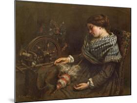 The Sleeping Embroiderer, 1853-Gustave Courbet-Mounted Giclee Print