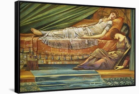 The Sleeping Princess-Edward Burne-Jones-Framed Stretched Canvas