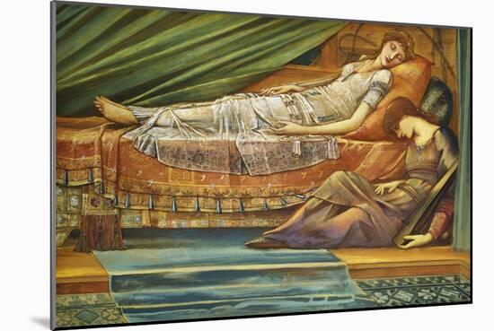 The Sleeping Princess-Edward Burne-Jones-Mounted Giclee Print