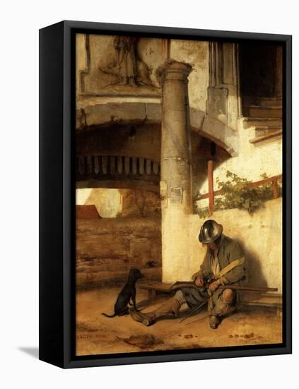 The sleeping sentinel (1654).-Carel Fabritius-Framed Stretched Canvas