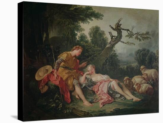 The Sleeping Shepherdess-Francois Boucher-Stretched Canvas