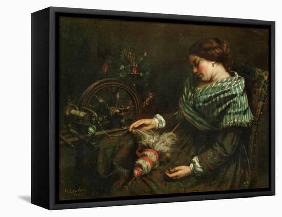 The Sleeping Spinner, 1853-Gustave Courbet-Framed Stretched Canvas