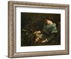 The Sleeping Spinner, 1853-Gustave Courbet-Framed Giclee Print