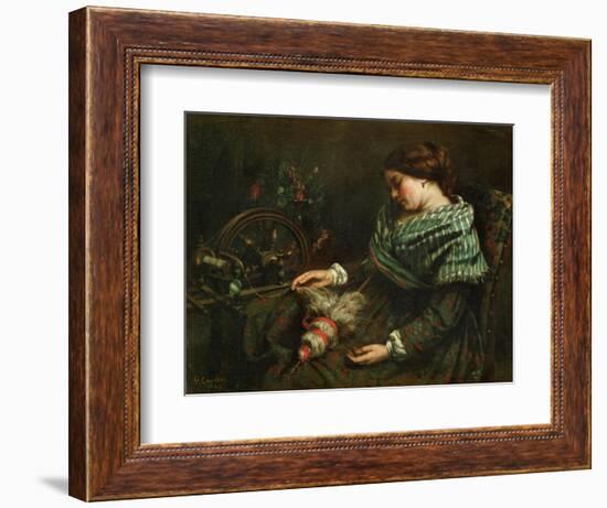 The Sleeping Spinner, 1853-Gustave Courbet-Framed Giclee Print