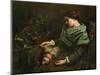 The Sleeping Spinner, 1853-Gustave Courbet-Mounted Giclee Print