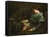 The Sleeping Spinner, 1853-Gustave Courbet-Framed Stretched Canvas