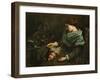 The Sleeping Spinner, 1853-Gustave Courbet-Framed Giclee Print