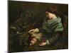 The Sleeping Spinner, 1853-Gustave Courbet-Mounted Giclee Print