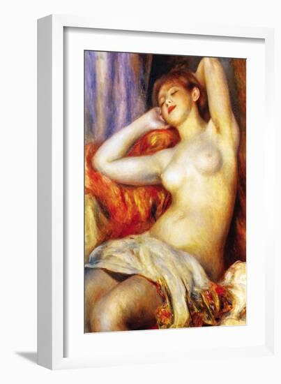 The Sleeping-Pierre-Auguste Renoir-Framed Art Print
