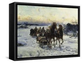 The Sleigh Ride-Alfred von Wierusz-Kowalski-Framed Stretched Canvas