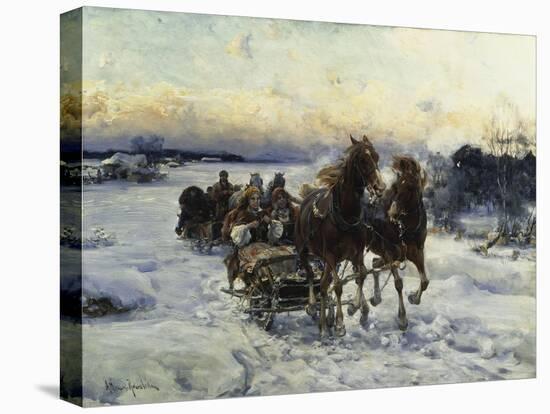 The Sleigh Ride-Alfred von Wierusz-Kowalski-Stretched Canvas