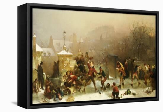 The Slide Below the Castle, Edinburgh, 1854-John Ritchie-Framed Stretched Canvas