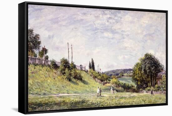The Slope by the Railway in Sevres, 1879-Alfred Sisley-Framed Stretched Canvas