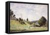 The Slope by the Railway in Sevres, 1879-Alfred Sisley-Framed Stretched Canvas