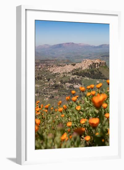 The Small Hill Town of Calascibetta Seen from Enna, Sicily, Italy, Europe-Martin Child-Framed Photographic Print