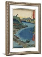 The Small Inlet of Hikisa at Horie Kanzanji, the Lake Hamana in Totoumi Province, August 1853-Utagawa Hiroshige-Framed Giclee Print