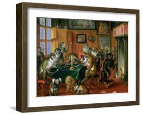 The Smoking Room with Monkeys-Abraham Teniers-Framed Giclee Print