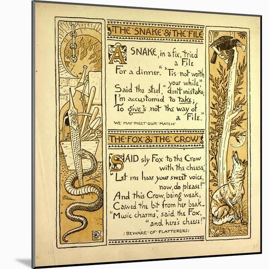 The Snake and the File the Fox and the Crow-null-Mounted Giclee Print