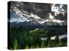 The Snake River with the Sun Setting over the Grand Tetons in the Background-Brad Beck-Stretched Canvas