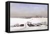 The Snow Covered Bridge-Anders Andersen-Lundby-Framed Stretched Canvas
