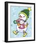 The snow girl with a doll-Olga And Alexey Drozdov-Framed Giclee Print