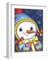The snow girl with a gift-Olga And Alexey Drozdov-Framed Giclee Print