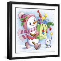 The snow girl with gifts-Olga And Alexey Drozdov-Framed Giclee Print