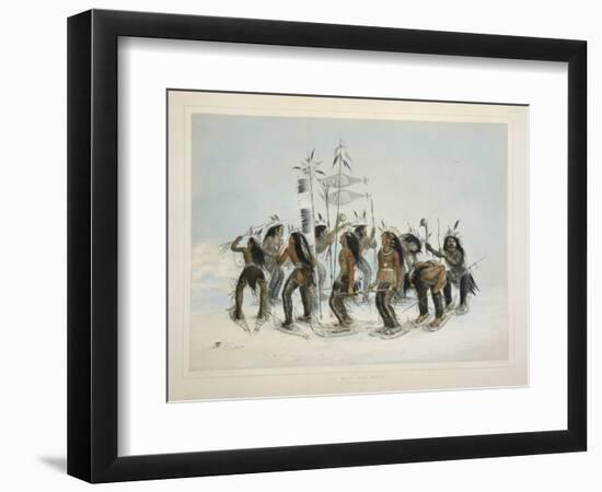 The Snow Shoe Dance, from Catlin's North American Indian Portfolio. Hunting Scenes and Amusements O-George Catlin-Framed Giclee Print