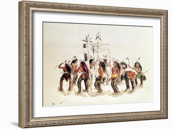 The Snow-Shoe Dance: to Thank the Great Spirit For the First Appearance of Snow-George Catlin-Framed Giclee Print