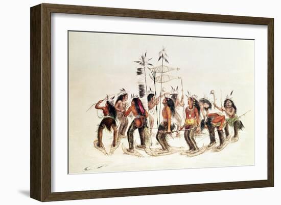 The Snow-Shoe Dance: to Thank the Great Spirit For the First Appearance of Snow-George Catlin-Framed Giclee Print