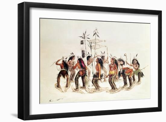 The Snow-Shoe Dance: to Thank the Great Spirit For the First Appearance of Snow-George Catlin-Framed Giclee Print