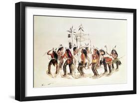 The Snow-Shoe Dance: to Thank the Great Spirit For the First Appearance of Snow-George Catlin-Framed Giclee Print