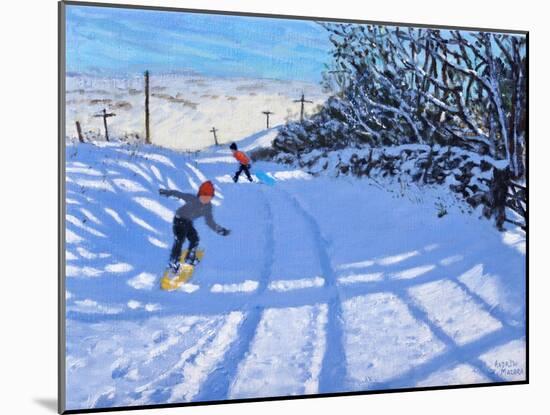 The snowboarder, Dove Head,Derbyshire, oil on canvas) 2021-Andrew Macara-Mounted Giclee Print