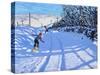 The snowboarder, Dove Head,Derbyshire, oil on canvas) 2021-Andrew Macara-Stretched Canvas