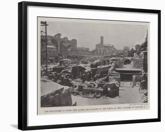 The Snowstorm in Rome, the Latest Excavations in the Forum as They Appeared on 6 January-null-Framed Giclee Print