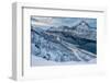 The snowy peaks above the frozen sea framed by the blue lights of dusk, Gryllefjorden, Senja, Troms-Roberto Moiola-Framed Photographic Print