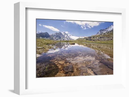 The Snowy Peaks are Reflected in the Clear Waters of Lake Piz, Switzerland-Roberto Moiola-Framed Photographic Print