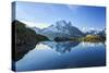 The Snowy Peaks of Mont Blanc are Reflected in the Blue Water of Lac Blanc at Dawn, France-Roberto Moiola-Stretched Canvas