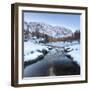 The snowy peaks reflected in the frozen Lake Mufule, Malenco Valley, Province of Sondrio, Valtellin-Roberto Moiola-Framed Photographic Print