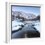 The snowy peaks reflected in the frozen Lake Mufule, Malenco Valley, Province of Sondrio, Valtellin-Roberto Moiola-Framed Photographic Print