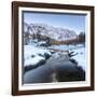 The snowy peaks reflected in the frozen Lake Mufule, Malenco Valley, Province of Sondrio, Valtellin-Roberto Moiola-Framed Photographic Print