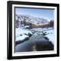 The snowy peaks reflected in the frozen Lake Mufule, Malenco Valley, Province of Sondrio, Valtellin-Roberto Moiola-Framed Photographic Print