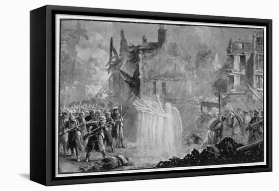 The So-Called "Angels of Mons" Halt the German Advance at Mons Belgium-Alfred Pearse-Framed Stretched Canvas