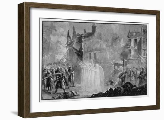 The So-Called "Angels of Mons" Halt the German Advance at Mons Belgium-Alfred Pearse-Framed Art Print