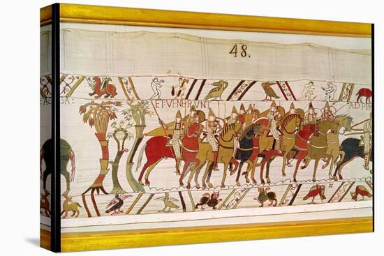 The Soldiers Leaving Hastings to Do Battle with Harold, Detail from Bayeux Tapestry, Before 1082-null-Stretched Canvas