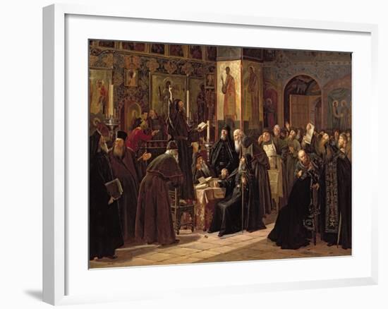 The Solovetsy Monastery's Revolt Against the New Books in 1666, 1885-Sergei Dmitrievich Miloradovich-Framed Giclee Print