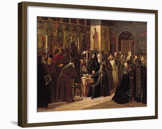 The Solovetsy Monastery's Revolt Against the New Books in 1666, 1885-Sergei Dmitrievich Miloradovich-Framed Giclee Print